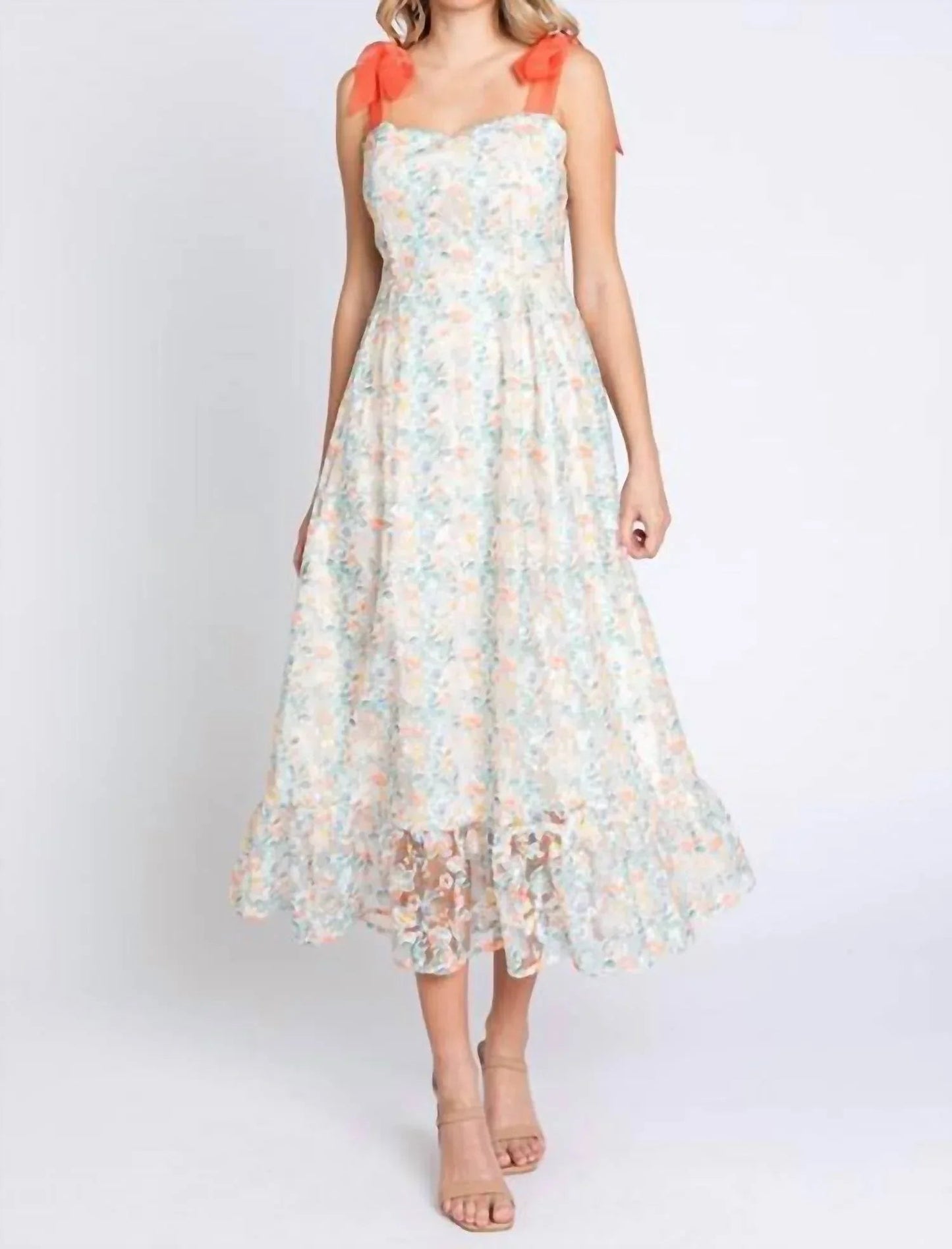Floral Embroidered Midi Dress