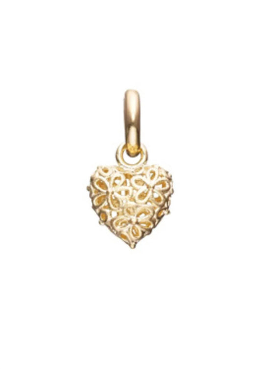 Women's Flower Pattern Heart Dangle Pendant