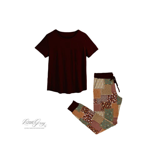 Women's Short Sleeve Top And Jogger Pants Set