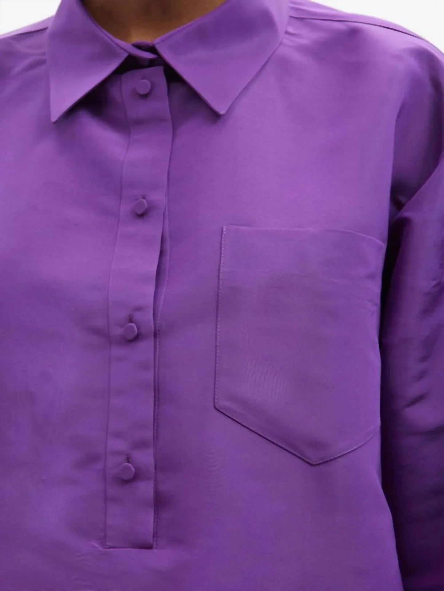 Oversized Silk Faille Shirt Dress