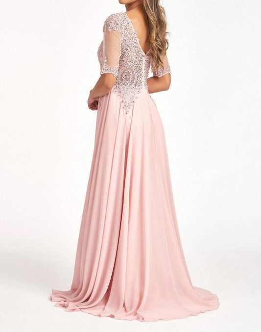 Embroidery Chiffon V-neckline Dress
