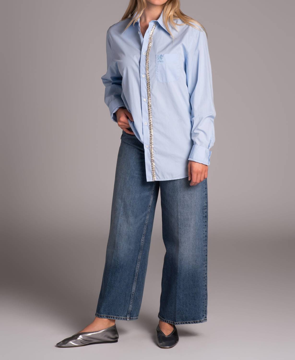 Langarmshirt mit Kristallen