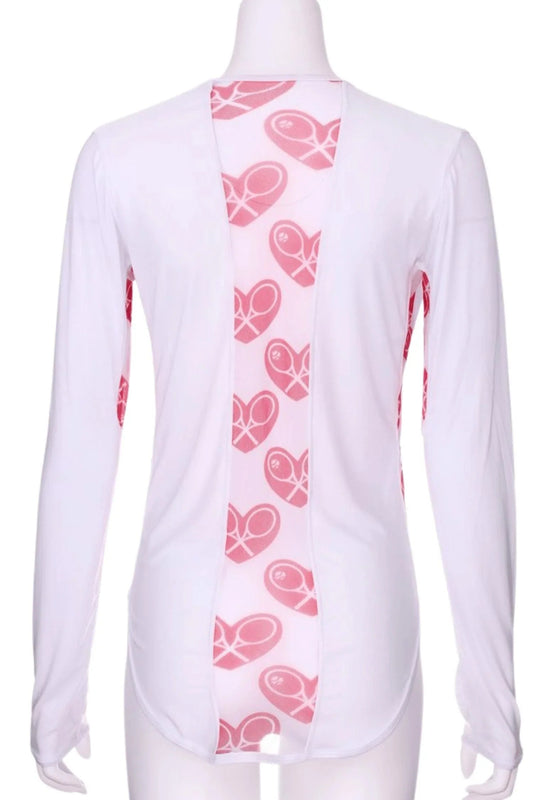 Women's Heart Mesh Long Sleeve Crew Tee