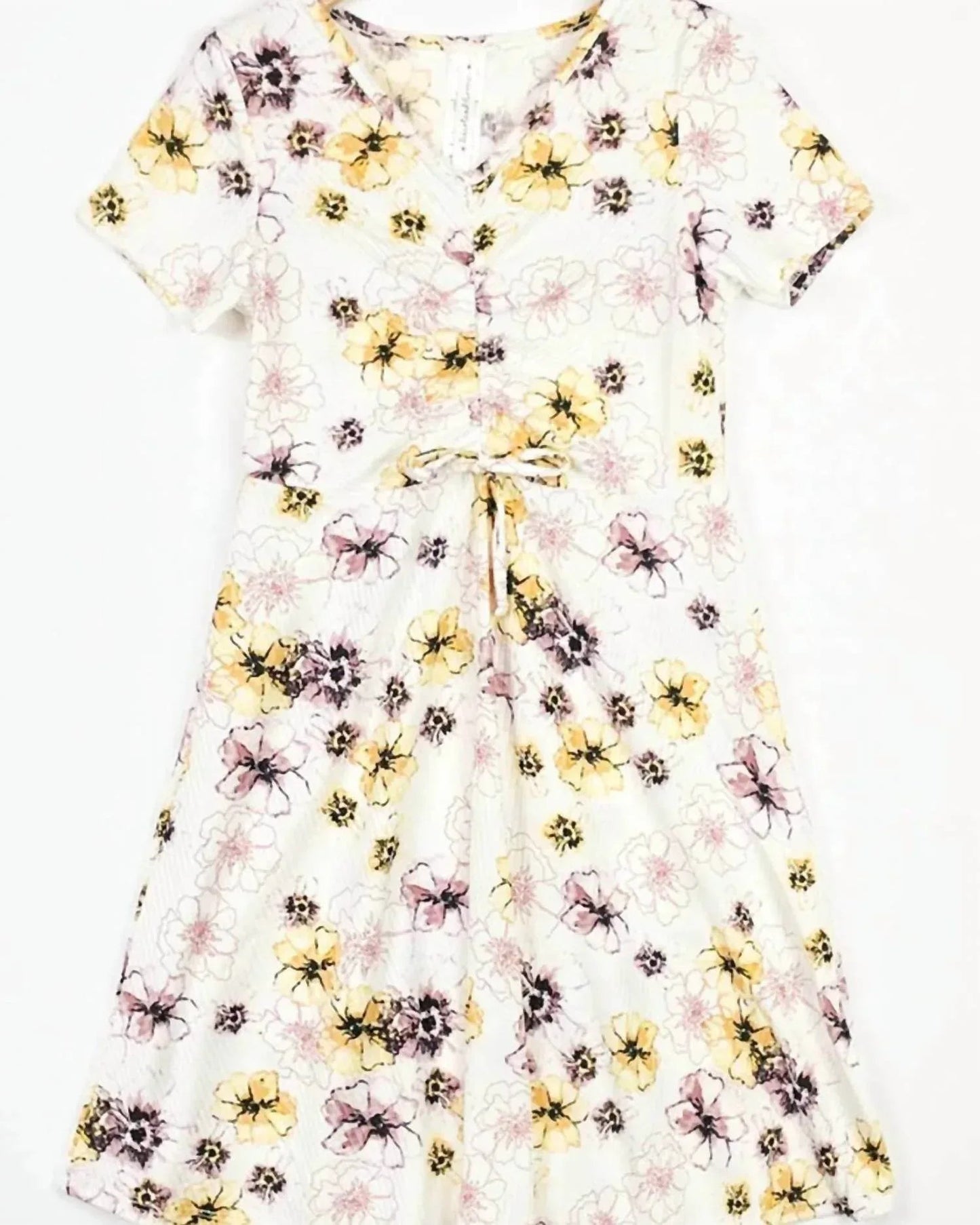 Mädchenkleid mit geraffter Vorderseite und Blumenmuster
