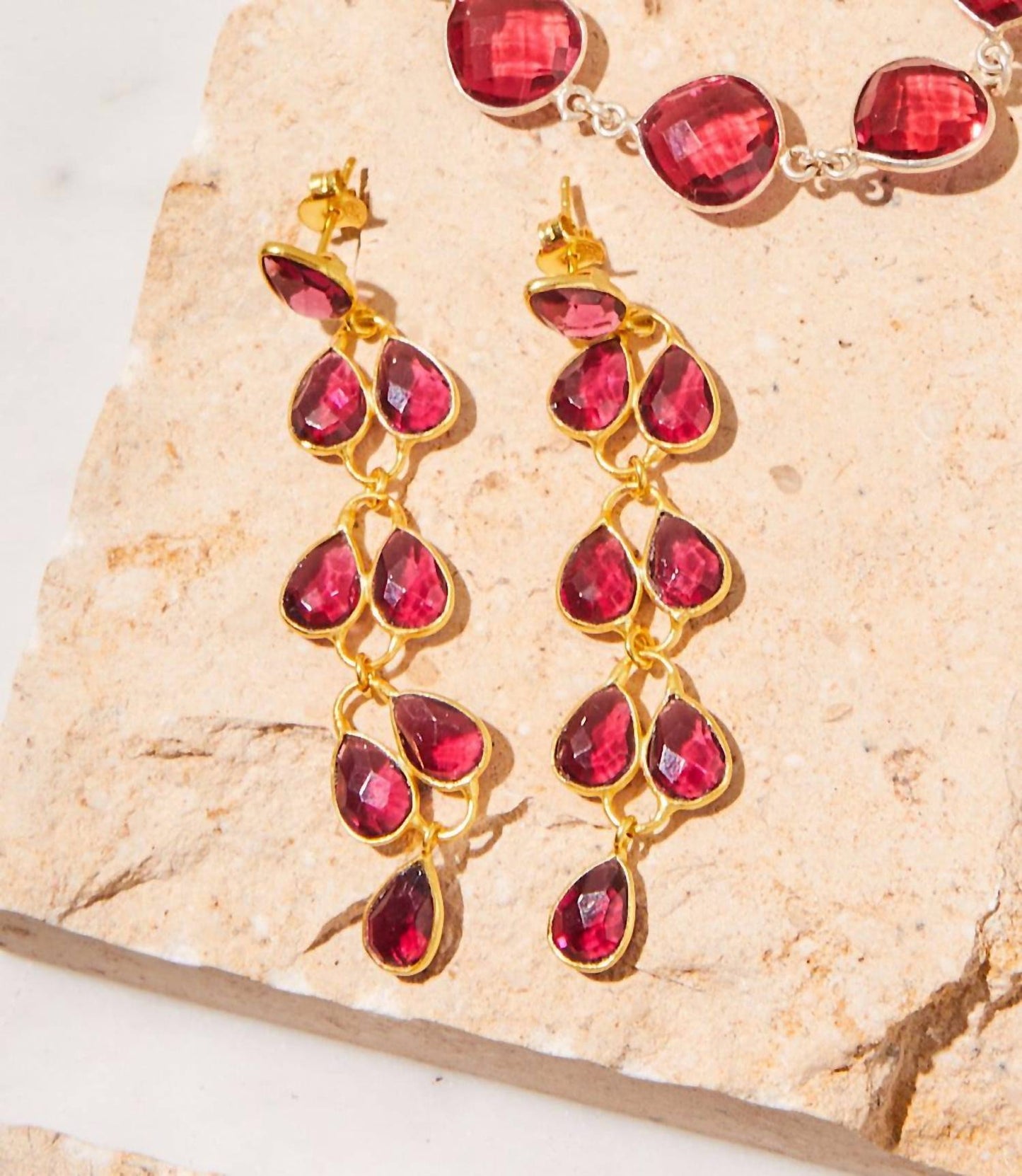 Women's Feather Drop Gemstone Earrings