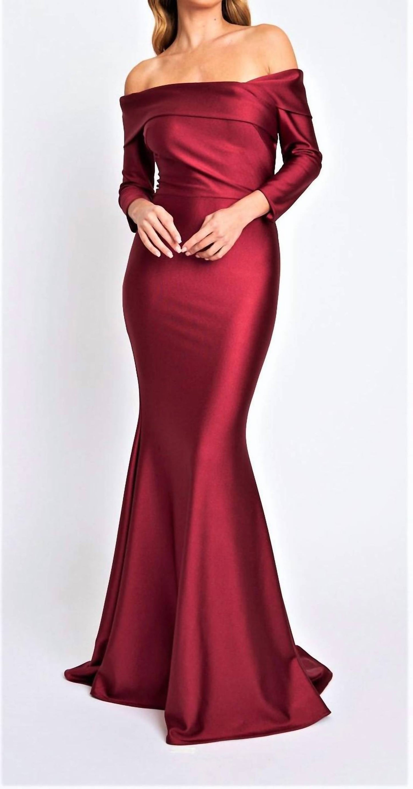 Off Shoulder 4-ply Stretch Jersey Gown