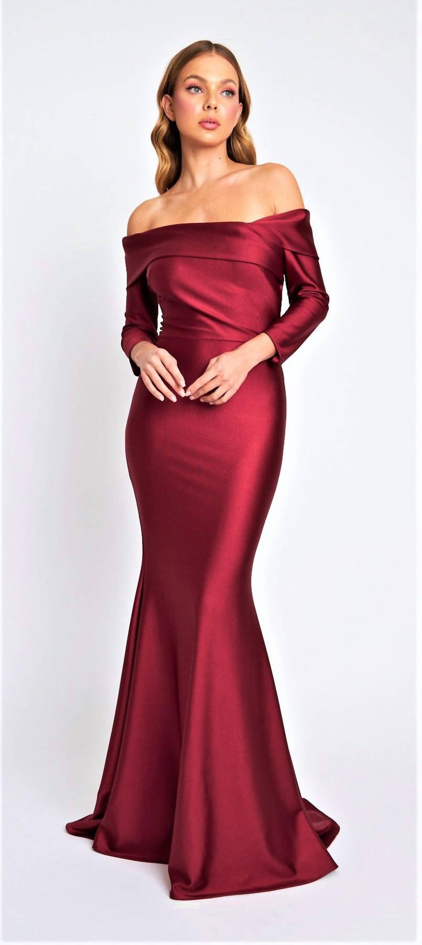 Off Shoulder 4-ply Stretch Jersey Gown