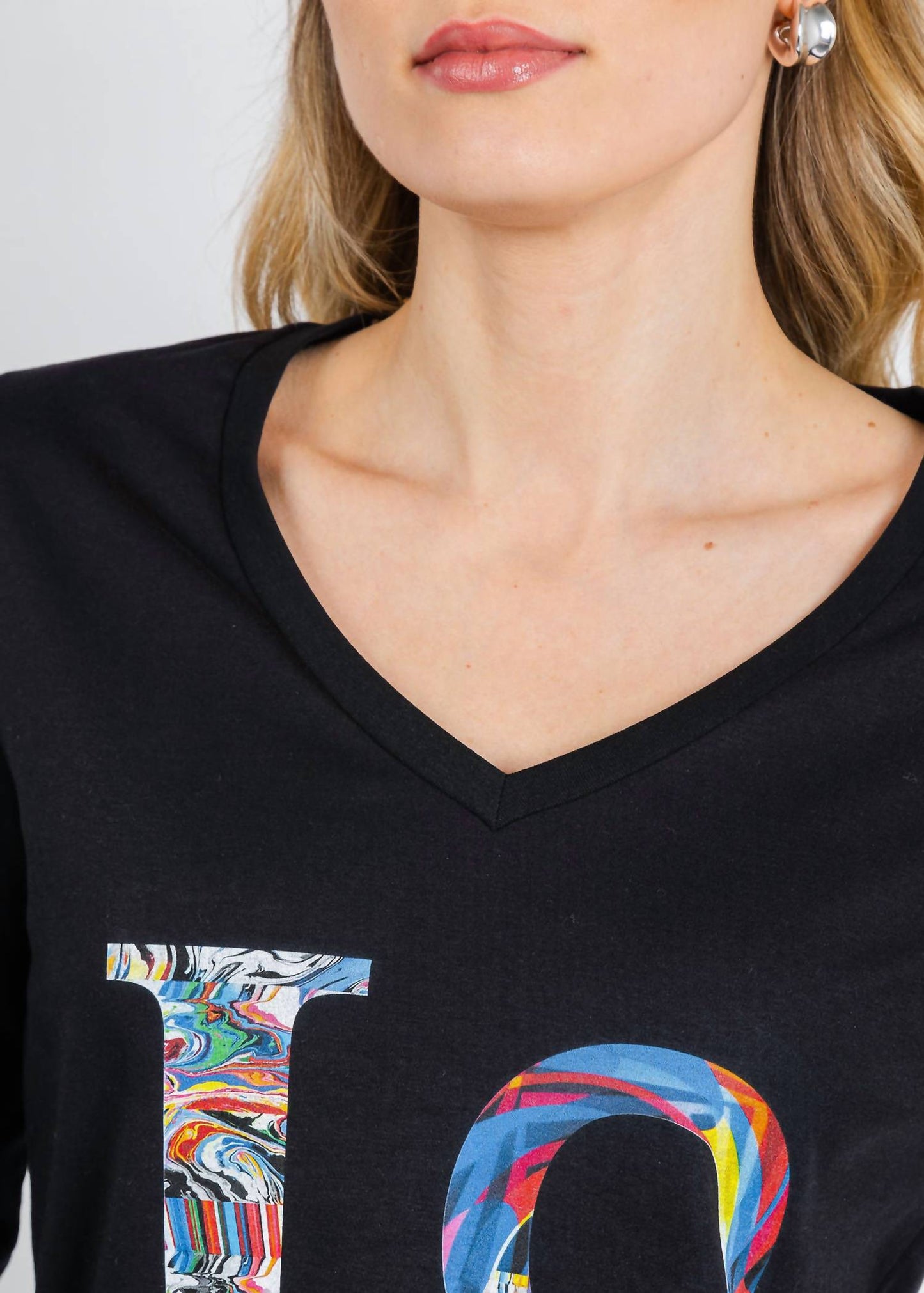 Val V-Ausschnitt T-Shirt mit 3/4 Ärmeln