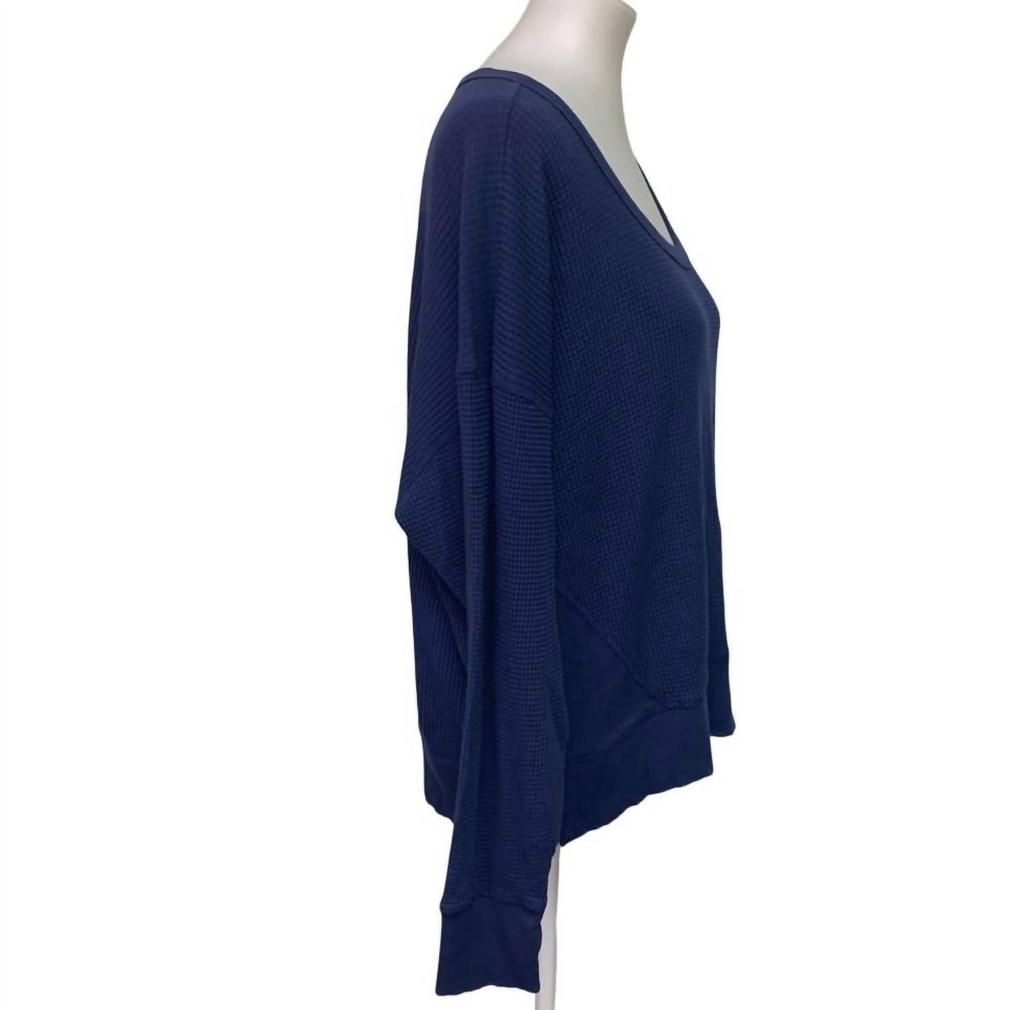Damen Langarmshirt mit Rundhalsausschnitt aus Baumwolle und Waffelstruktur