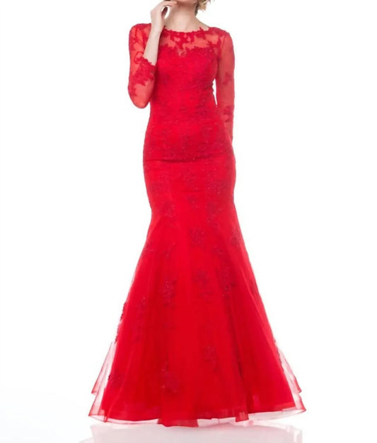 Bedazzled Illusion Bateau Mermaid Dress