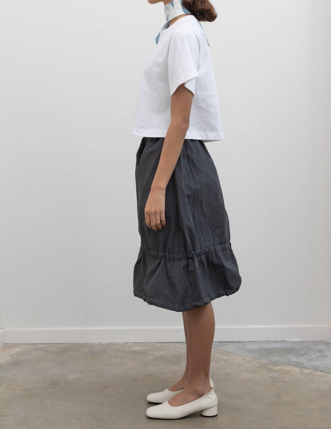Nylon Bungee Midi Skirt
