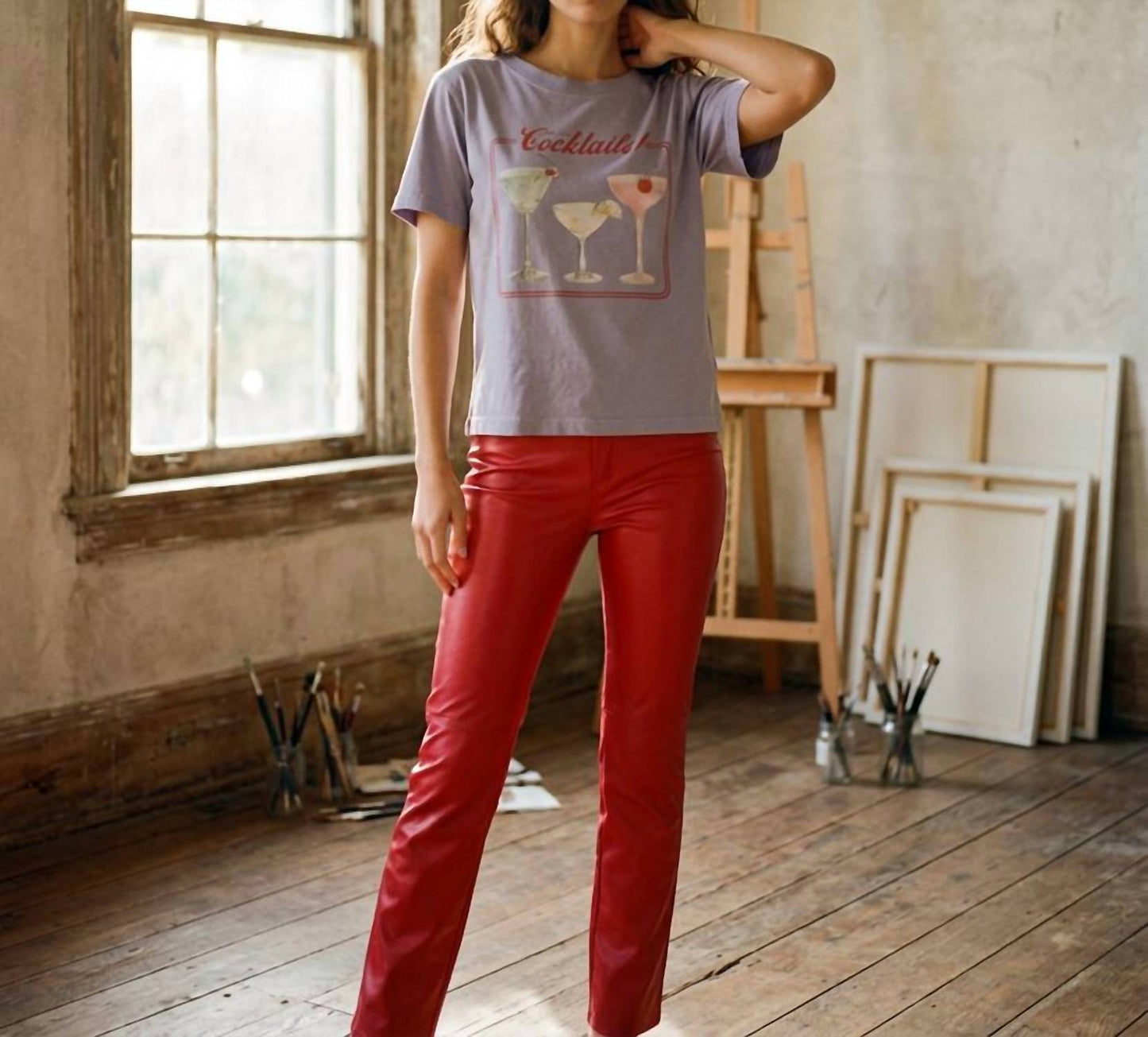 But First Cocktails Weites Shirt mit U-Boot-Ausschnitt