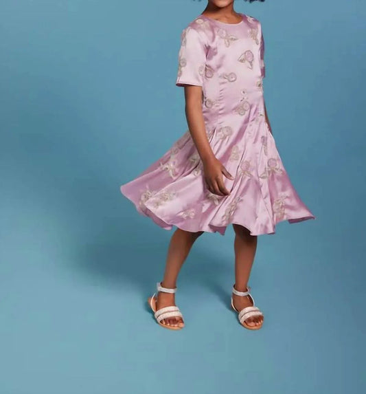 Floral Embroidered Satin Dress