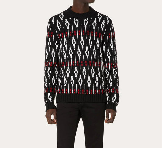 Geometric Pattern Crew Neck Sweater