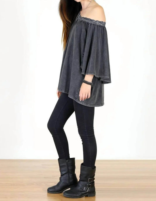 Boho Victorian Acid Washed Tunic Top