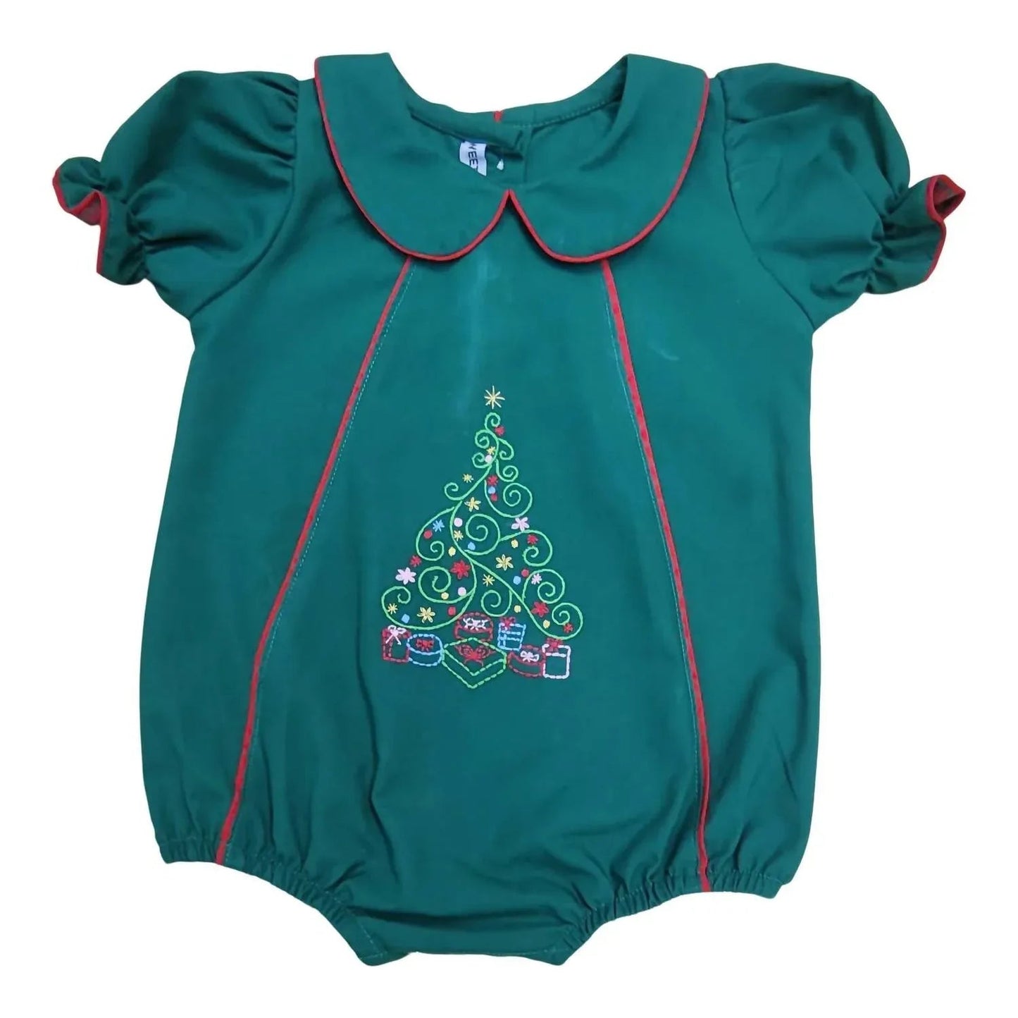 Girl's Christmas Tree Embroidered Hunter Bubble