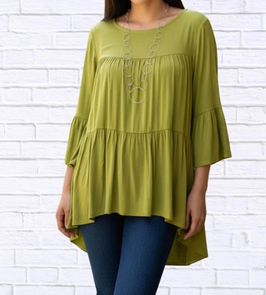 Woven Gauged Trapeze Shirt Top