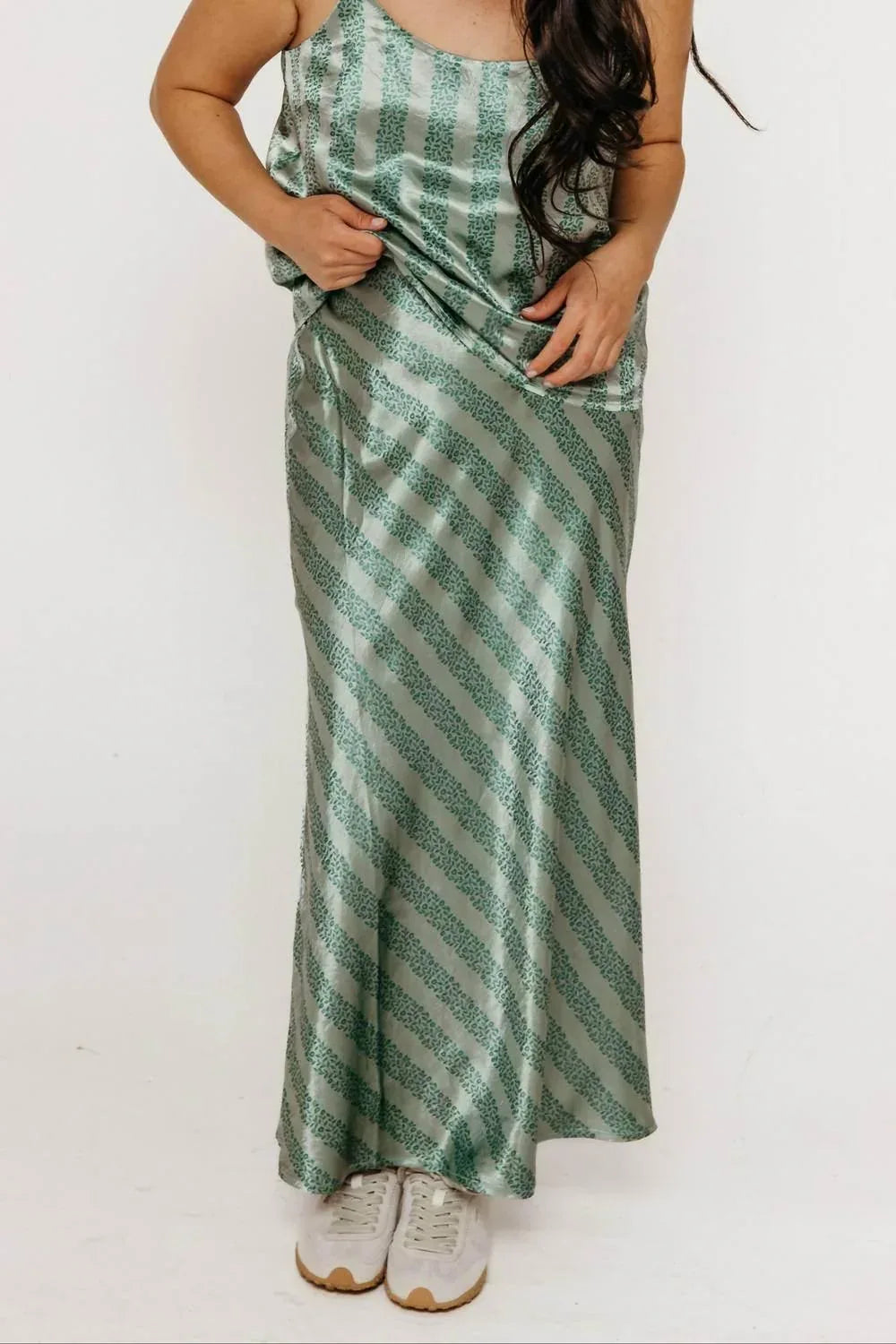 Flowers Bias Cut Skirt Washed