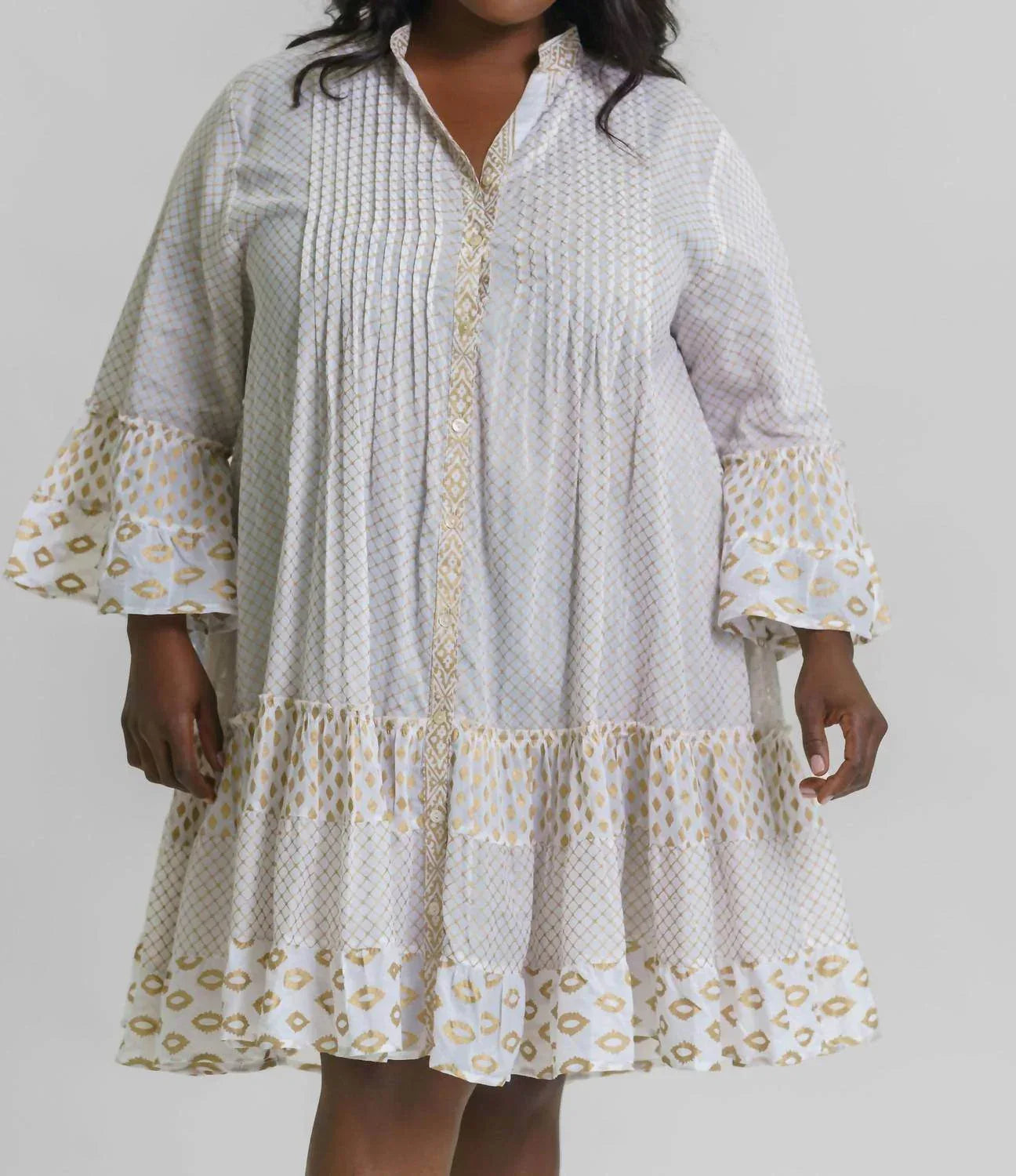 Short Net Print Mini Dress - Plus