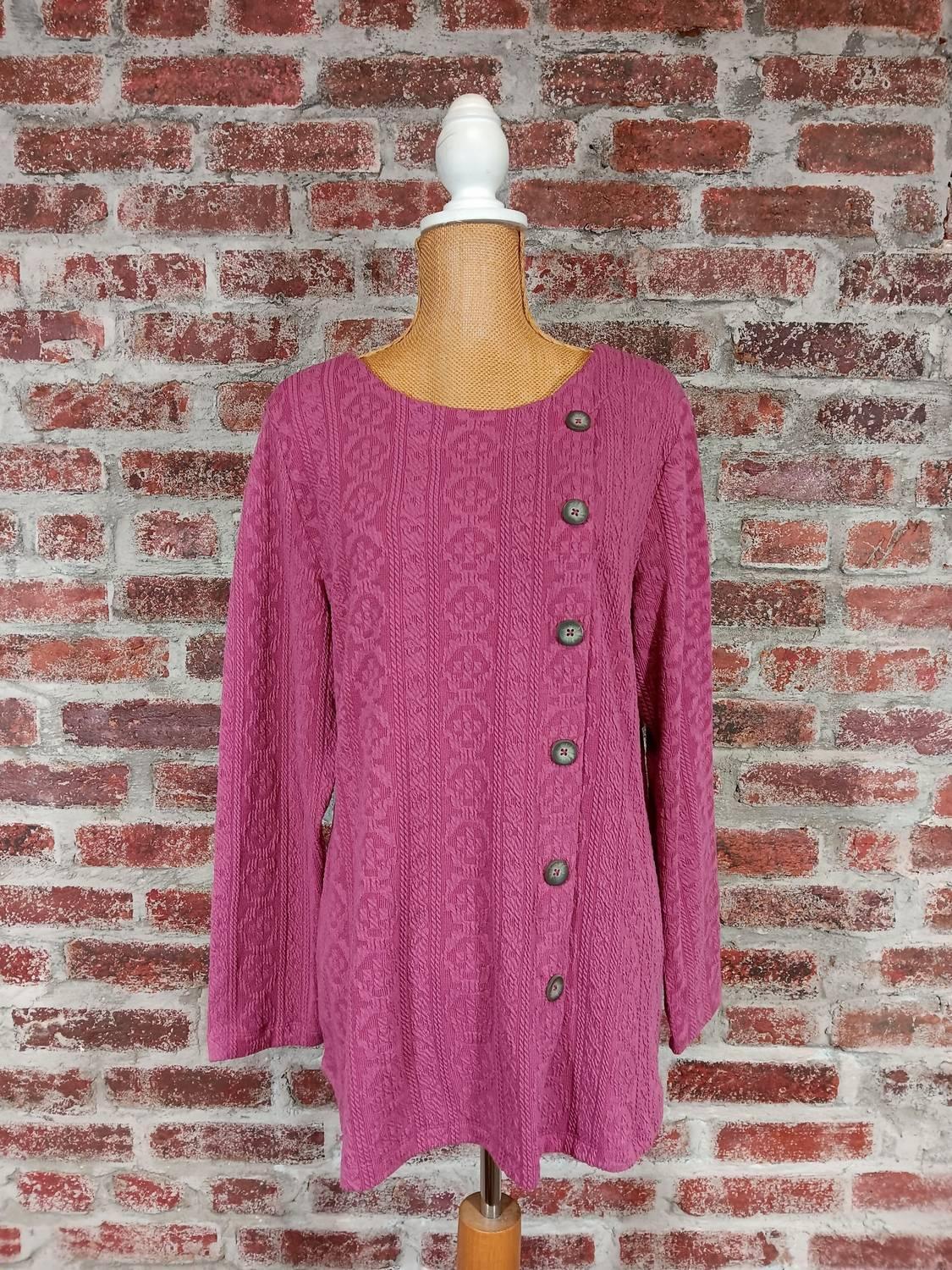 Rosetta Quilted Long Sleeve Faux Button Top