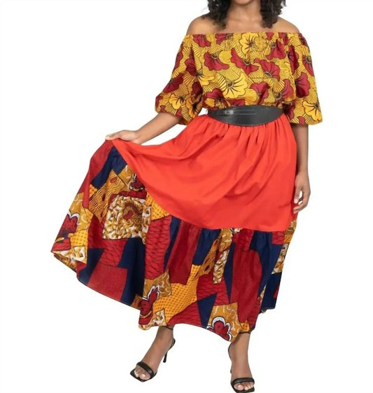 Afrikanisches schulterfreies Maxikleid