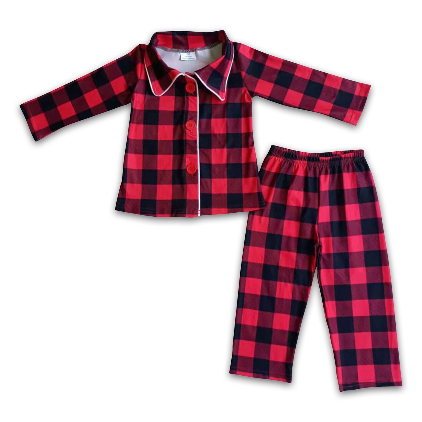 Jungen-Weihnachts-Pyjama im Büffel-Karo-Muster