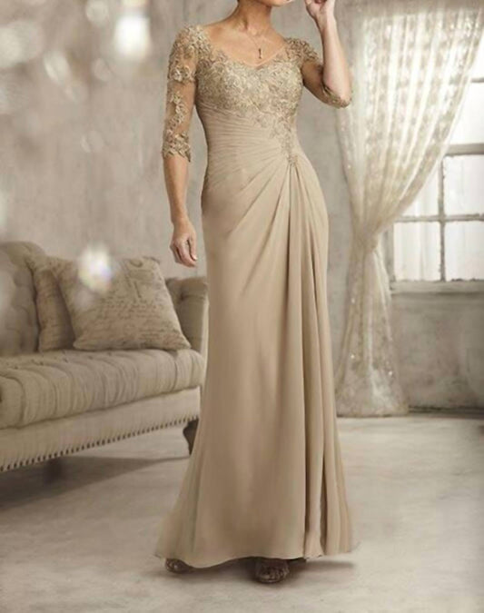 Kleid mit Illusionsärmeln und Spitzenoberteil