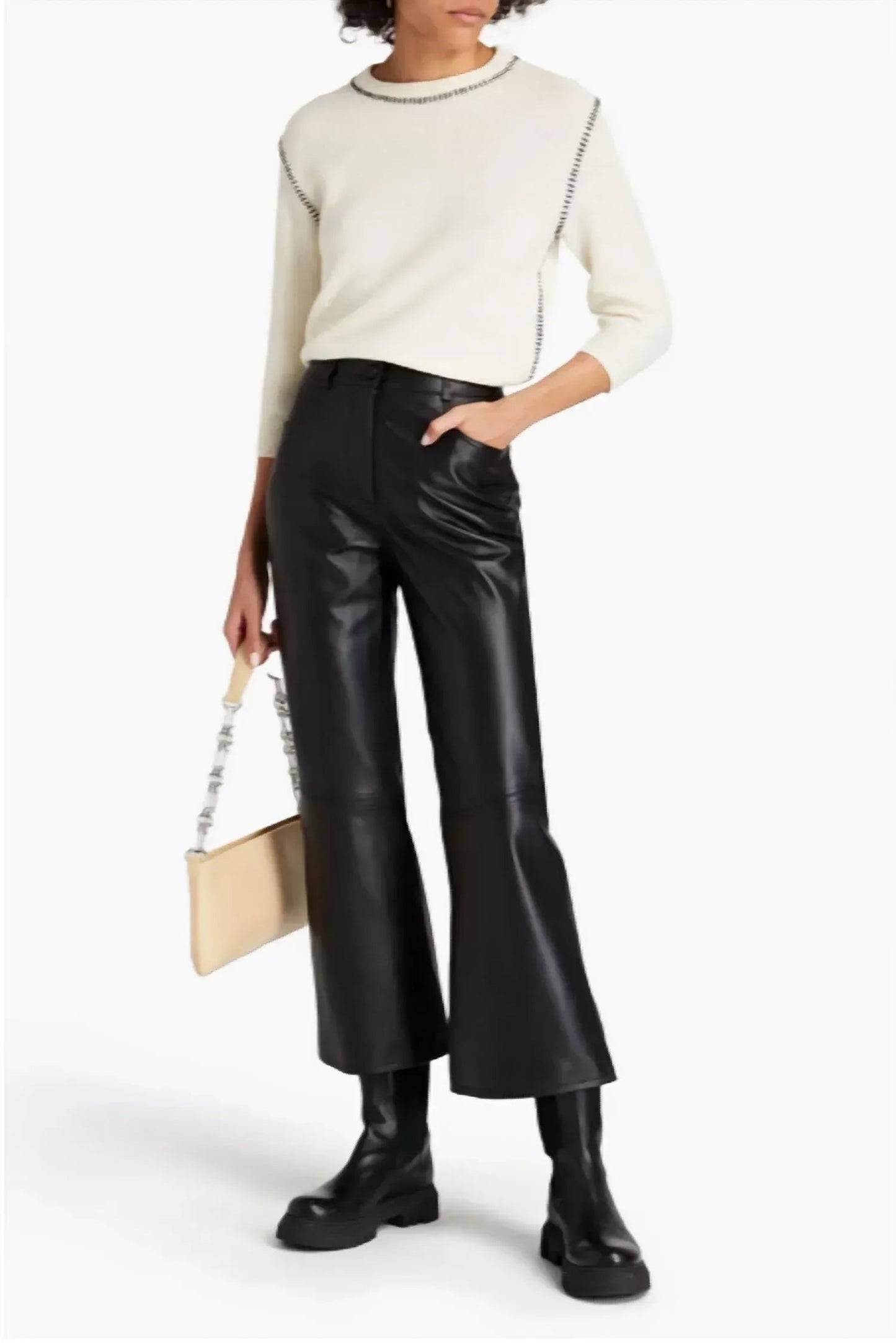 Leder-Kick-Flare-Hose