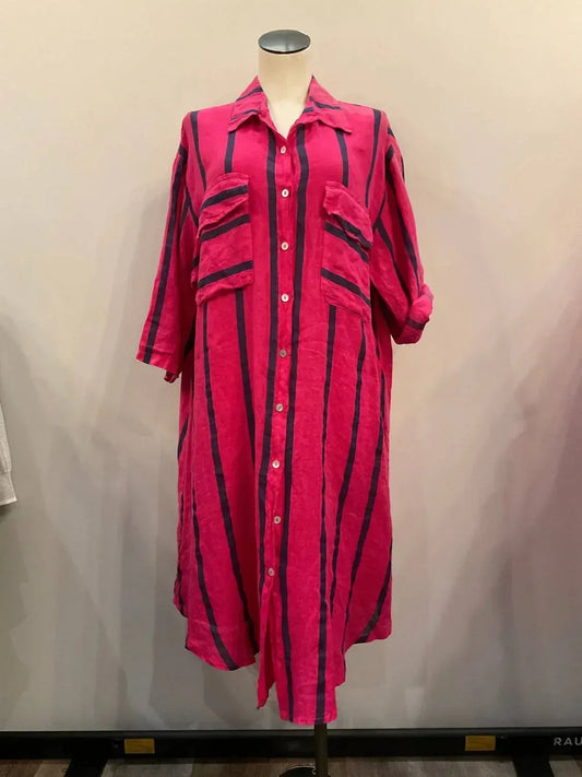 Women's Striped Linen Dress