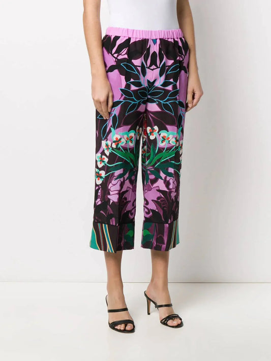 Culottes With Orchid Print Pants