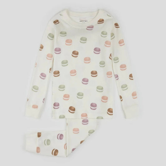 Kinder Macaron Langarm-Pyjama-Set