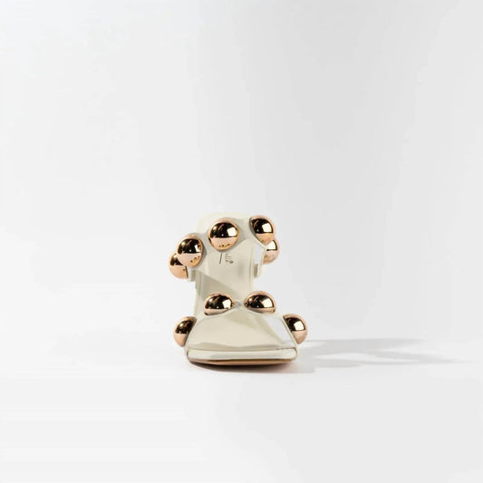 Women's Dome Stud Double Strap Heeled Sandal