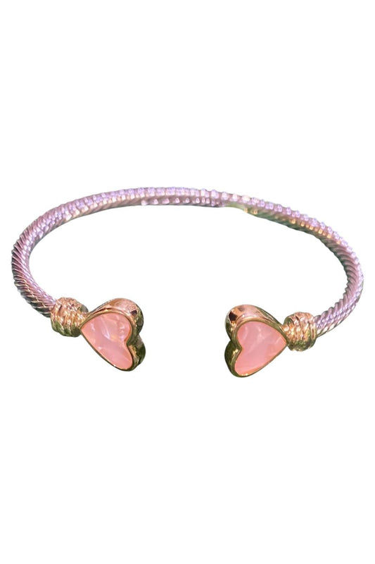 Women's Heart Cable Bracelet With Gold Accents