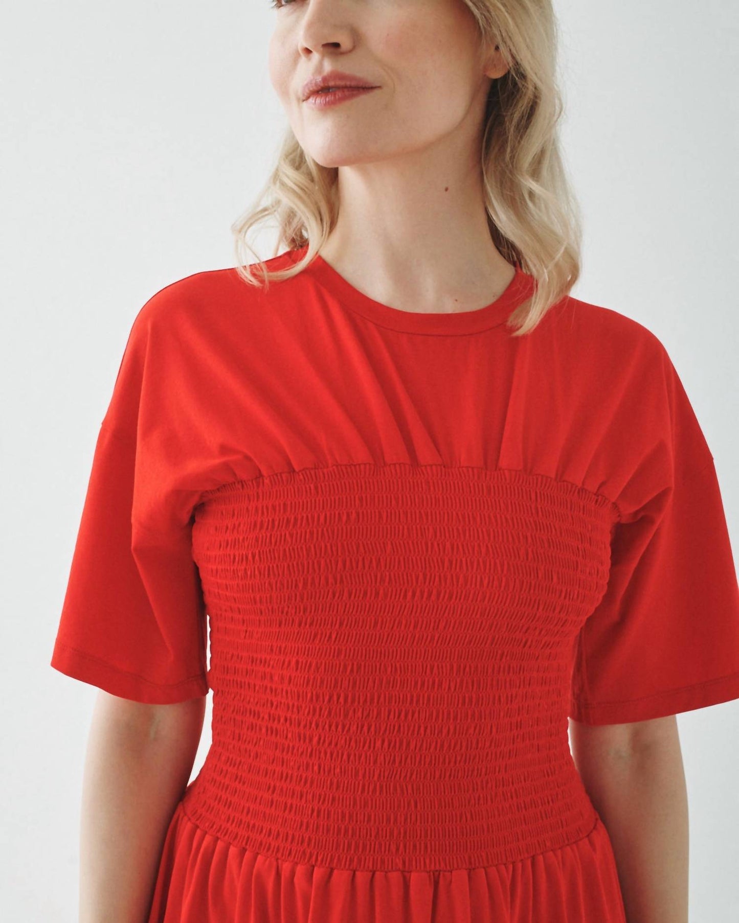 Shirred T-shirt Dress