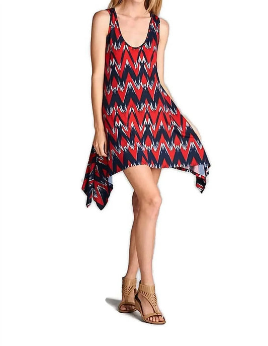 Brush Stroke Chevron Tank Dress