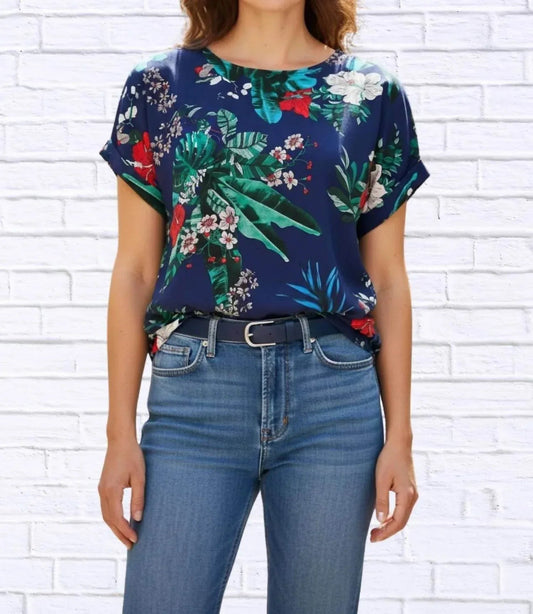 Tropische Bluse aus Viskose mit Blumenmuster
