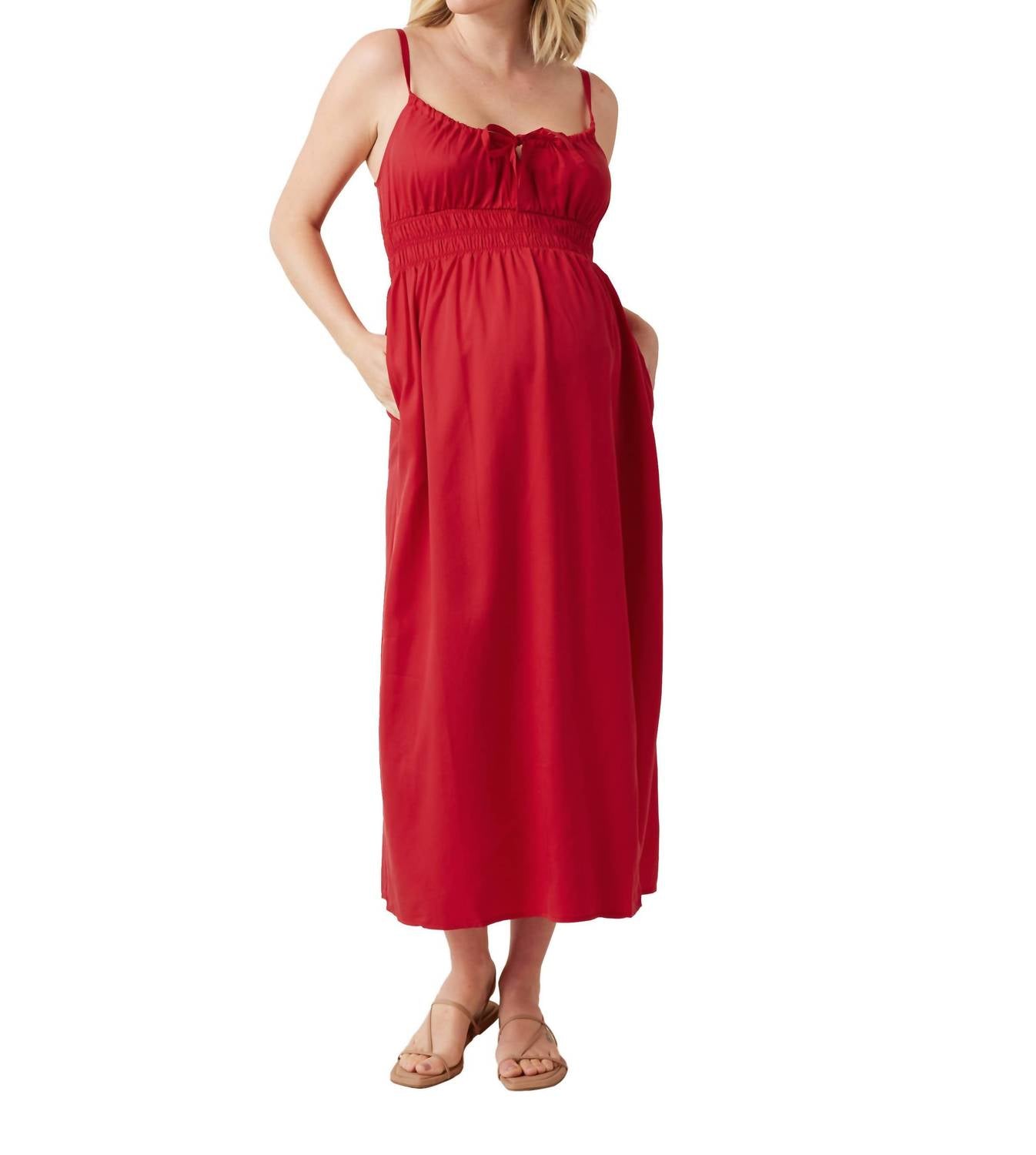 Maternity Strappy Versatile Midi Dress