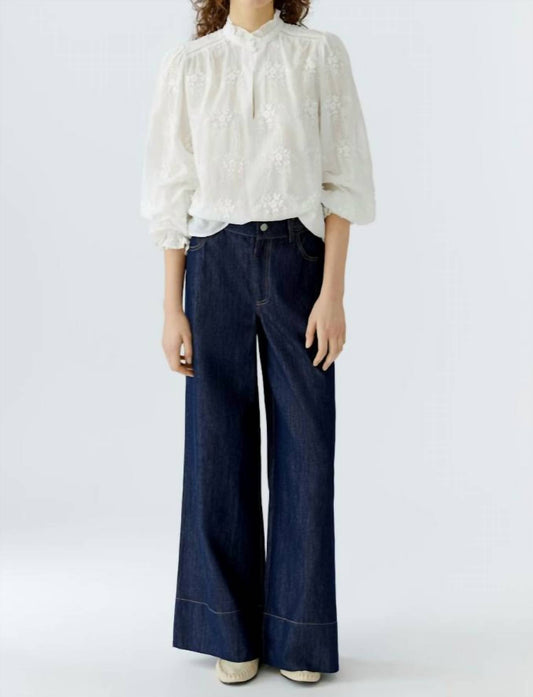 Cotton Batiste Floral Embroidery Blouse