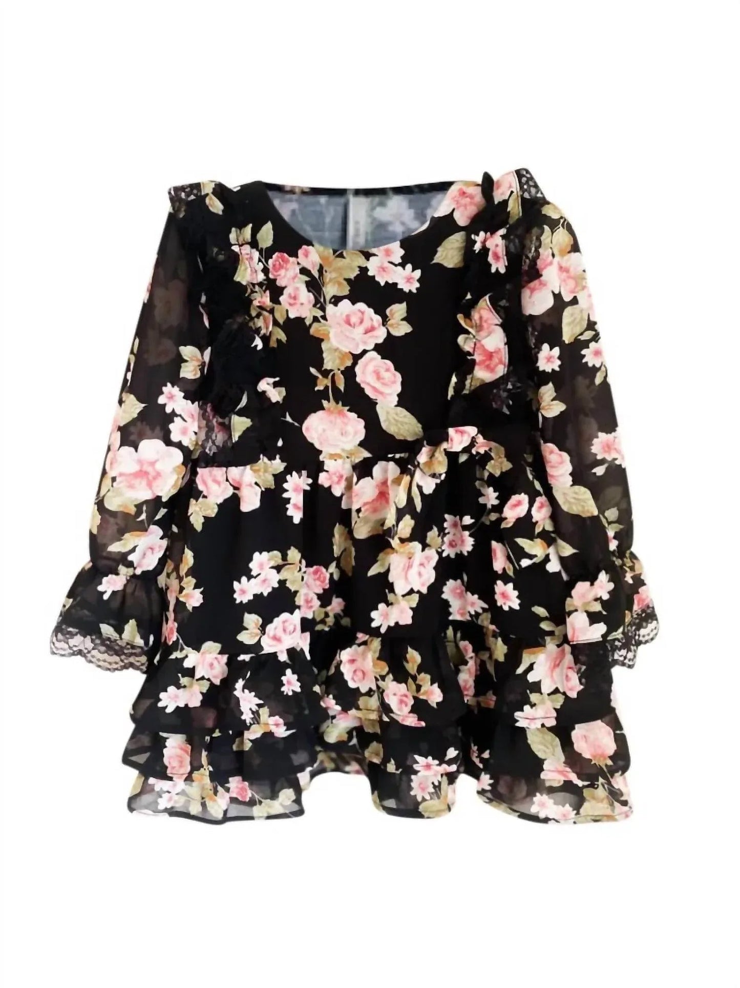 Geblümtes Chiffonkleid für kleine Mädchen