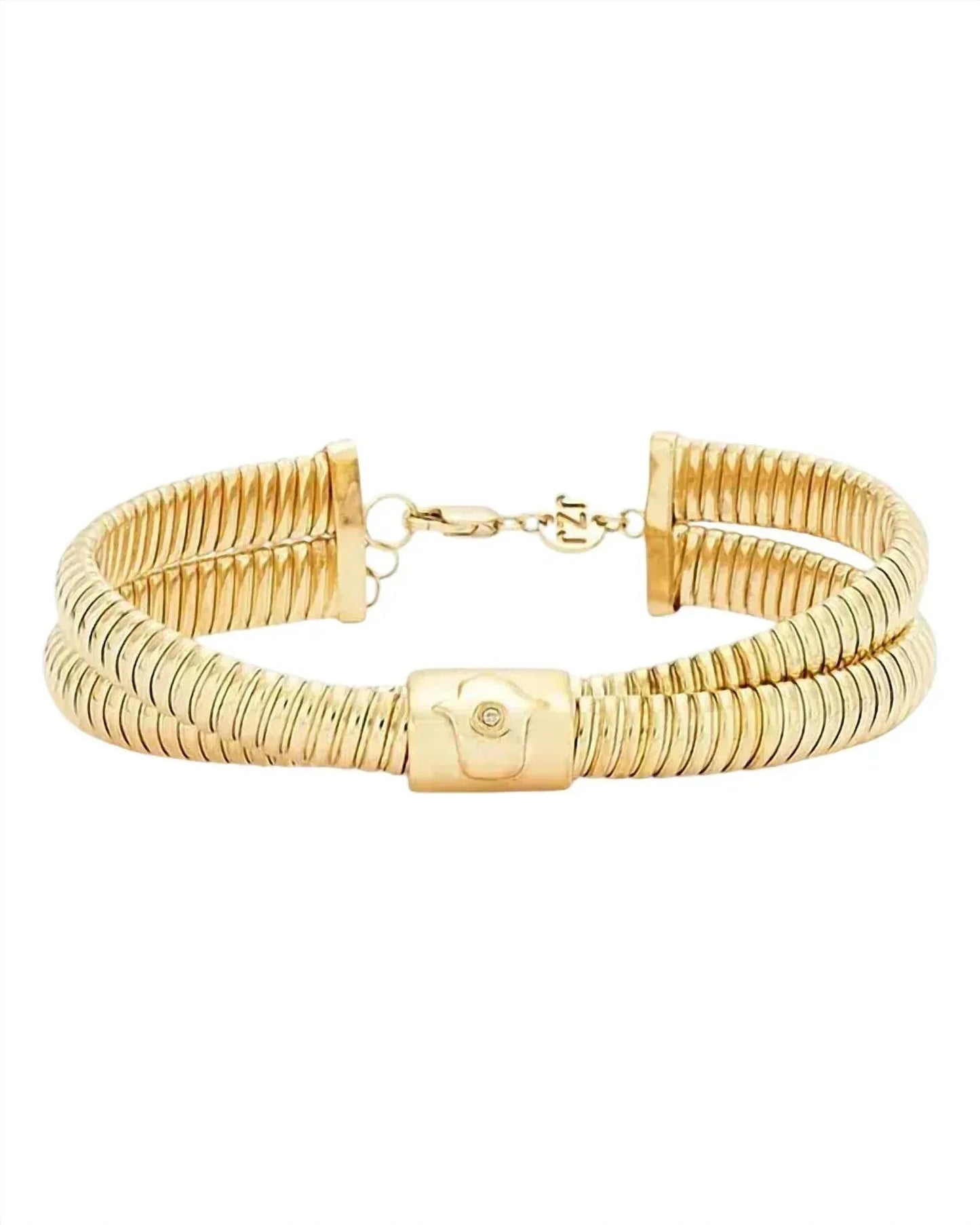 Damen-Armband Magda mit Wende-Amulett aus 14 Karat Diamant-Pavé, Glücksbringer und Hand der Fatima