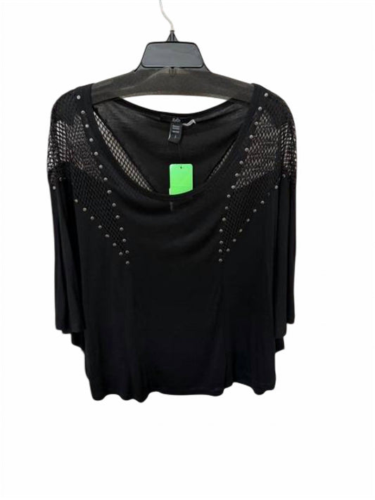 Damen Oversized-Bluse mit flatternden Ärmeln, Fischernetz und Nieten