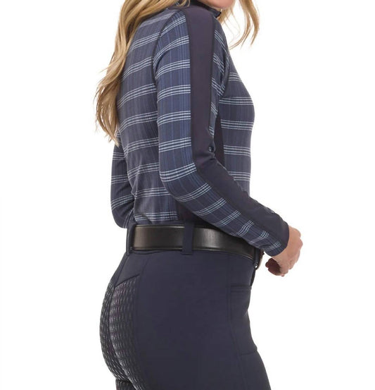 Stretch Quarter-Zip Midlayer-Oberteil mit Karomuster