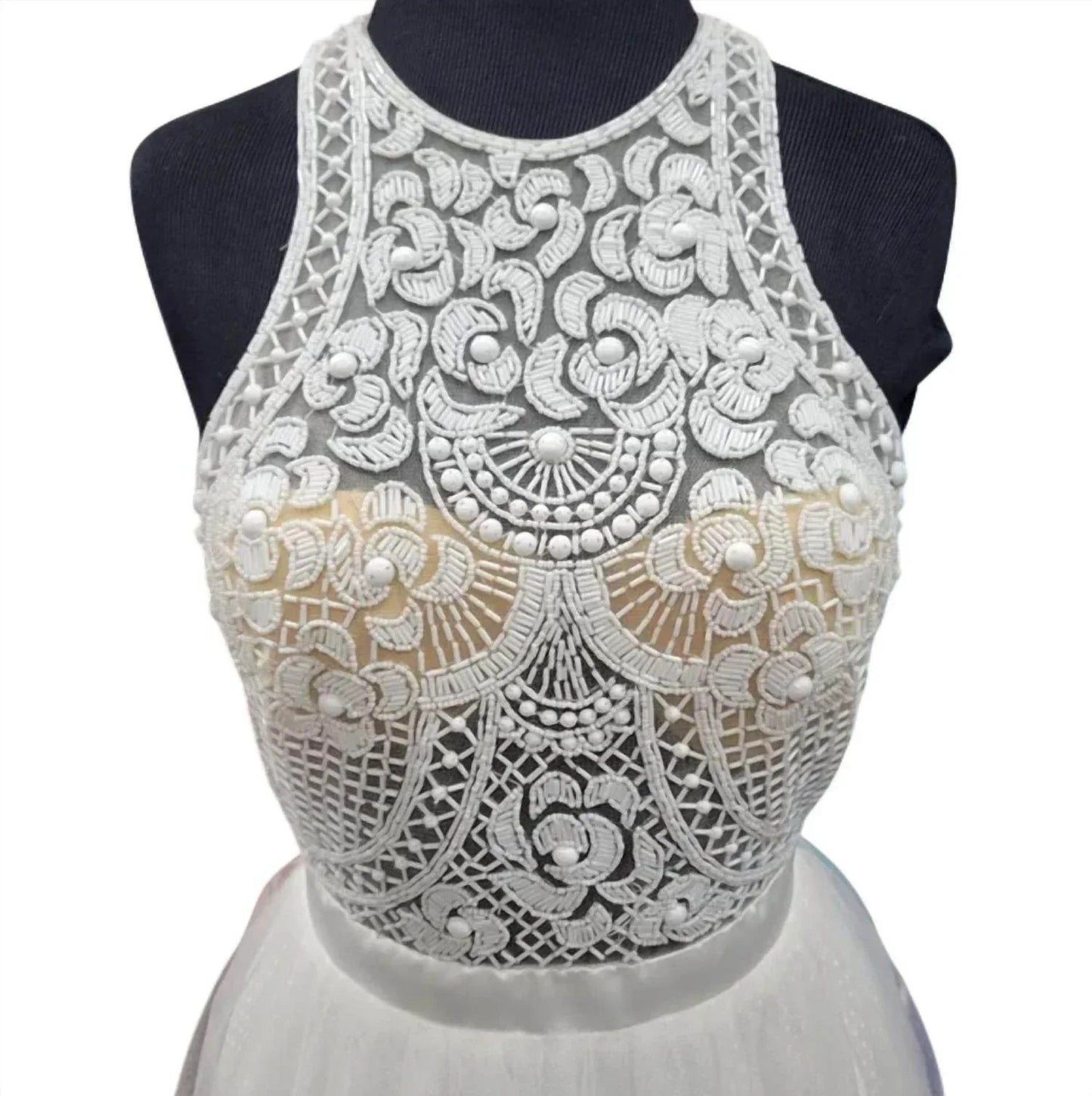 Beaded Illusion Formal Ball Gown