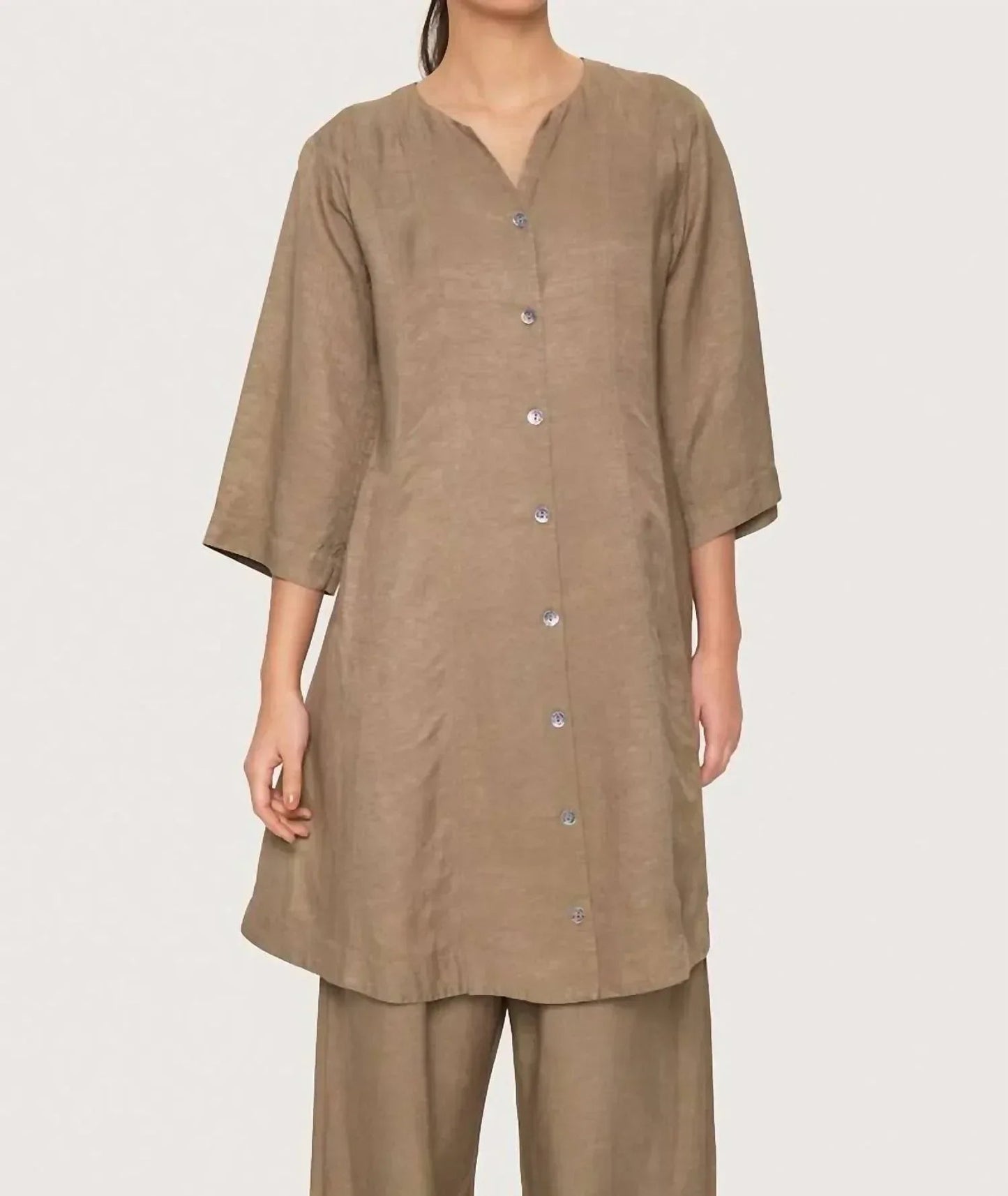 Midi-Kleid aus Leinenmischung