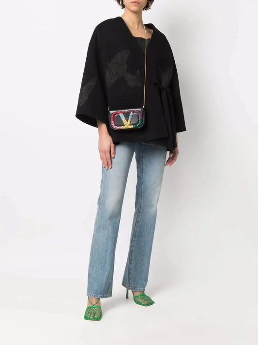 Embroidered Butterfly Wrap Jacket