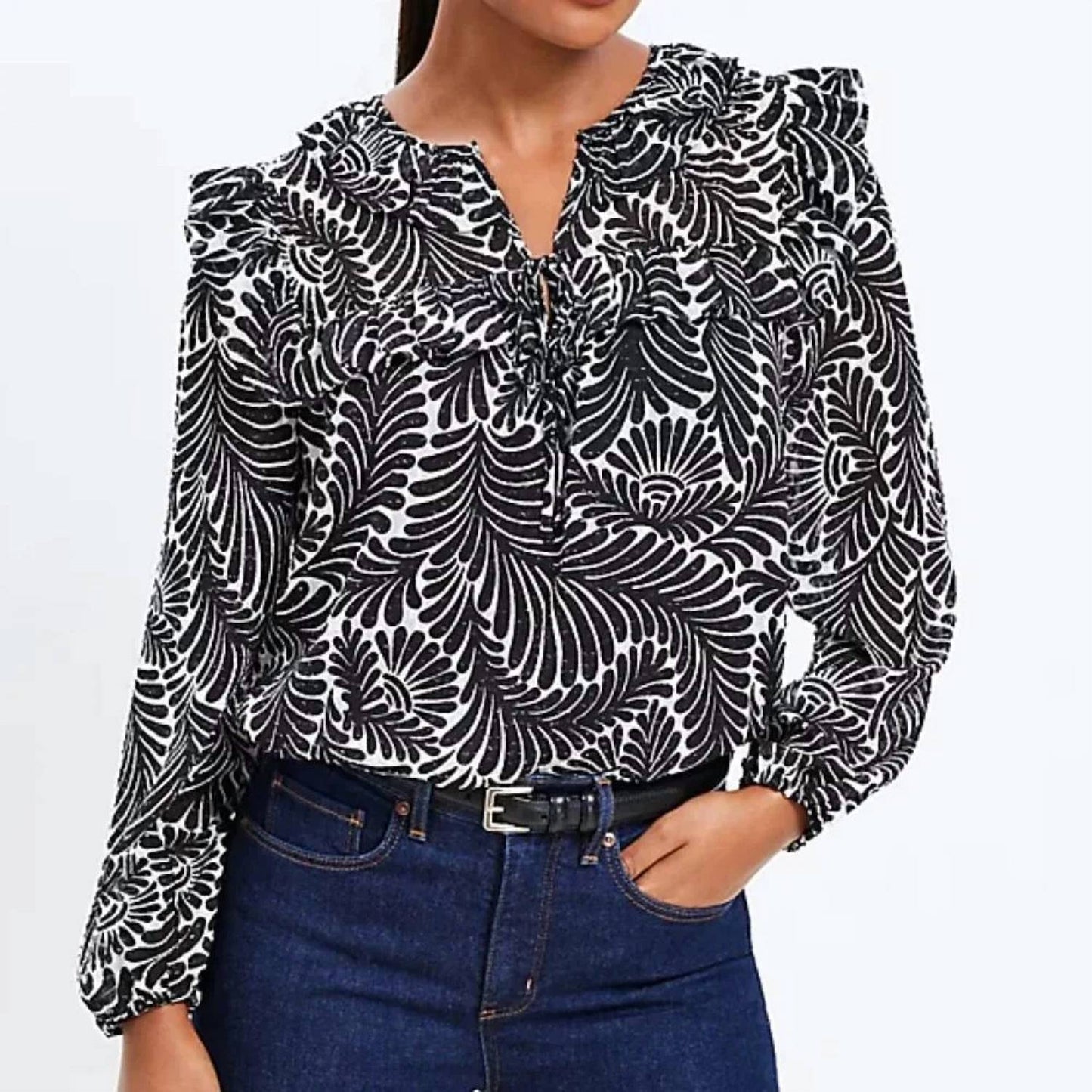 Bluse mit Blättermuster
