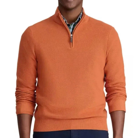 Waben-Sweater mit kurzem Reißverschluss