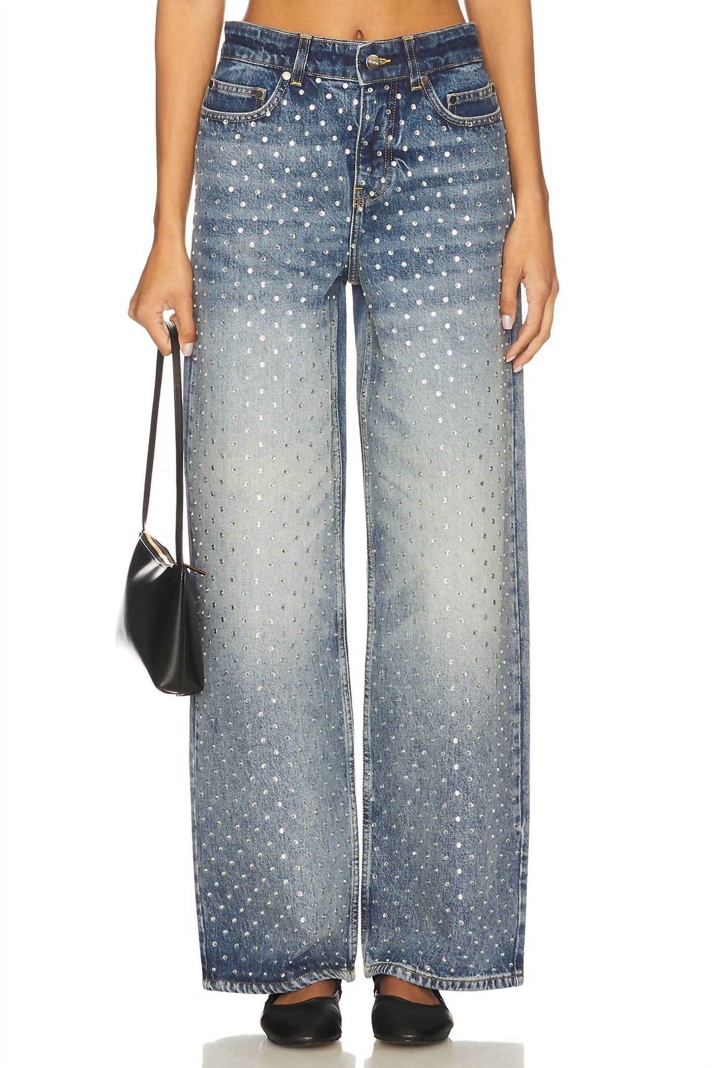 Denim-Jeans mit Kristallnieten