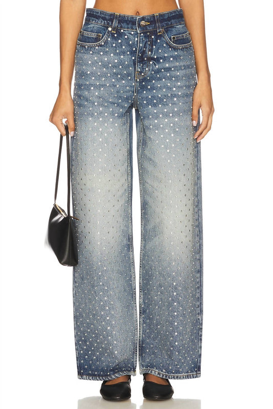 Denim Jeans With Crystal Studs