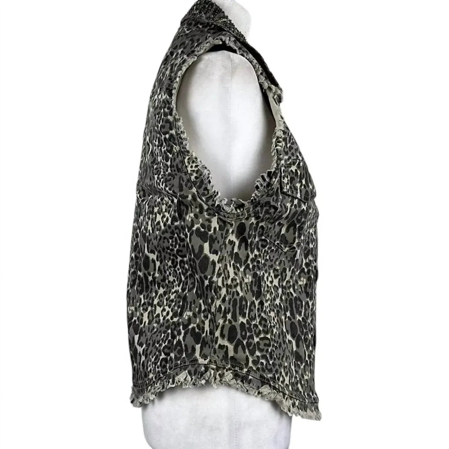 Women's Animal Print Distressed Vest